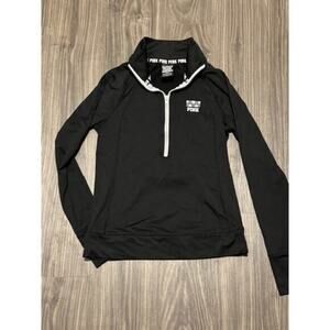 Victoria's Secret Pink Ultimate 1/4 Zip Pullover Black With White Accent‎ XS